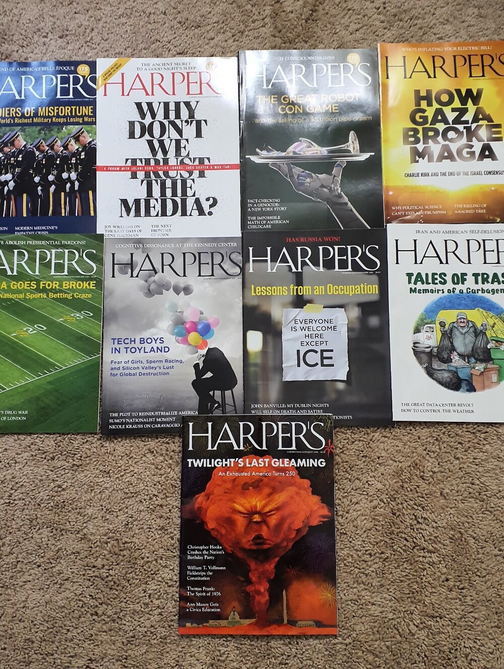 HARPER’S MAGAZINE Lot Of 9 Oct 2025 To Jul 2026 Issues For Collectors